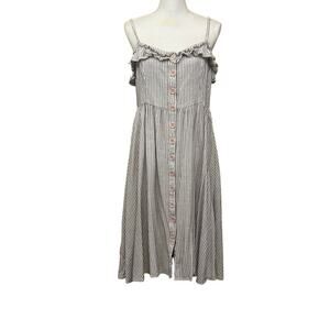 French Connection gray/white stripe sundress, 12, coastal, casual, cottagecore